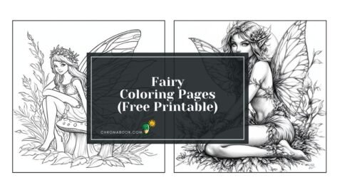A whimsical fairy surrounded by flowers and stars in this enchanting coloring page, perfect for creative fun. Free printable!