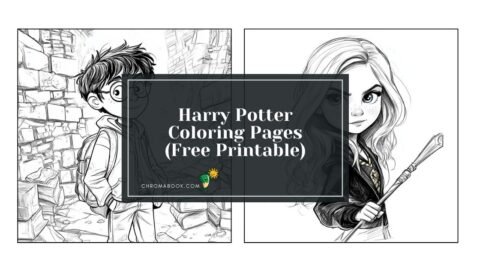 A whimsical Harry Potter coloring page featuring iconic symbols like wands, glasses, and magical creatures. Free printable!