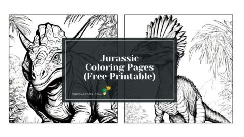 A detailed coloring page featuring various dinosaurs in a prehistoric landscape, perfect for kids. Free printable for endless fun!