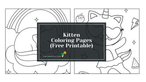 Adorable kitten surrounded by playful elements, ideal for kids and adults. Perfect coloring page, free printable for endless fun!
