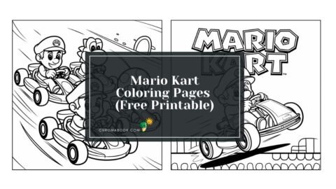 A fun Mario Kart coloring page featuring iconic characters and karts, perfect for kids. Enjoy this free printable activity!