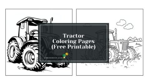 A fun tractor coloring page featuring a detailed tractor illustration surrounded by fields, perfect for kids. Free printable!