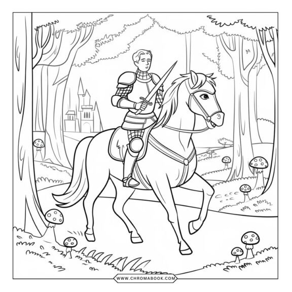 Vintage fairytale coloring page featuring whimsical characters and enchanting scenery, perfect for a creative escape. Free printable!