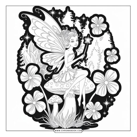 Intricate vintage fairytale scene featuring whimsical characters and enchanted landscapes, perfect for a coloring page. Free printable!