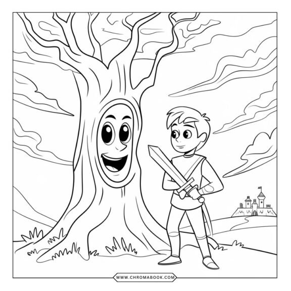 A whimsical vintage fairytale scene featuring enchanting castles, mythical creatures, and lush landscapes; perfect for a coloring page, free printable.