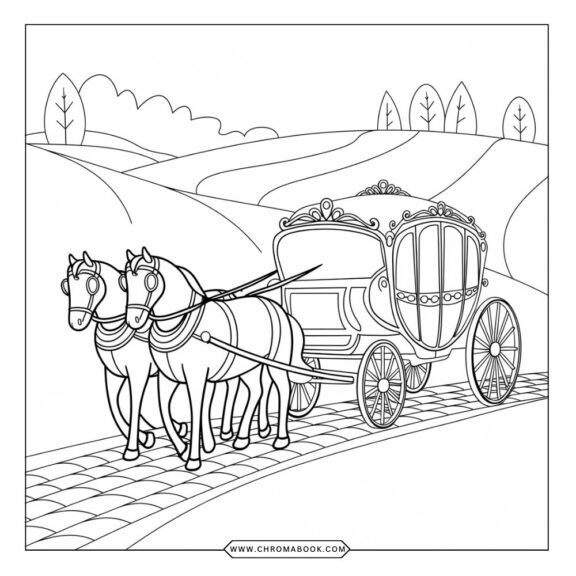 A whimsical vintage fairytale scene featuring enchanted forest animals and intricate floral patterns, ideal for a coloring page, free printable.