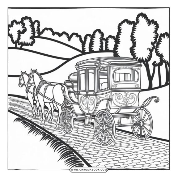 A whimsical vintage fairytale scene featuring enchanting castles and woodland creatures, perfect for a creative coloring page. Free printable.