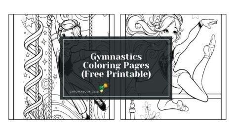 A dynamic gymnastic scene featuring athletes in mid-air poses, perfect for a fun coloring page. Enjoy this free printable!