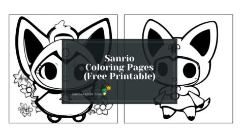 A whimsical Sanrio coloring page featuring adorable characters in playful poses, perfect for a fun, free printable activity.