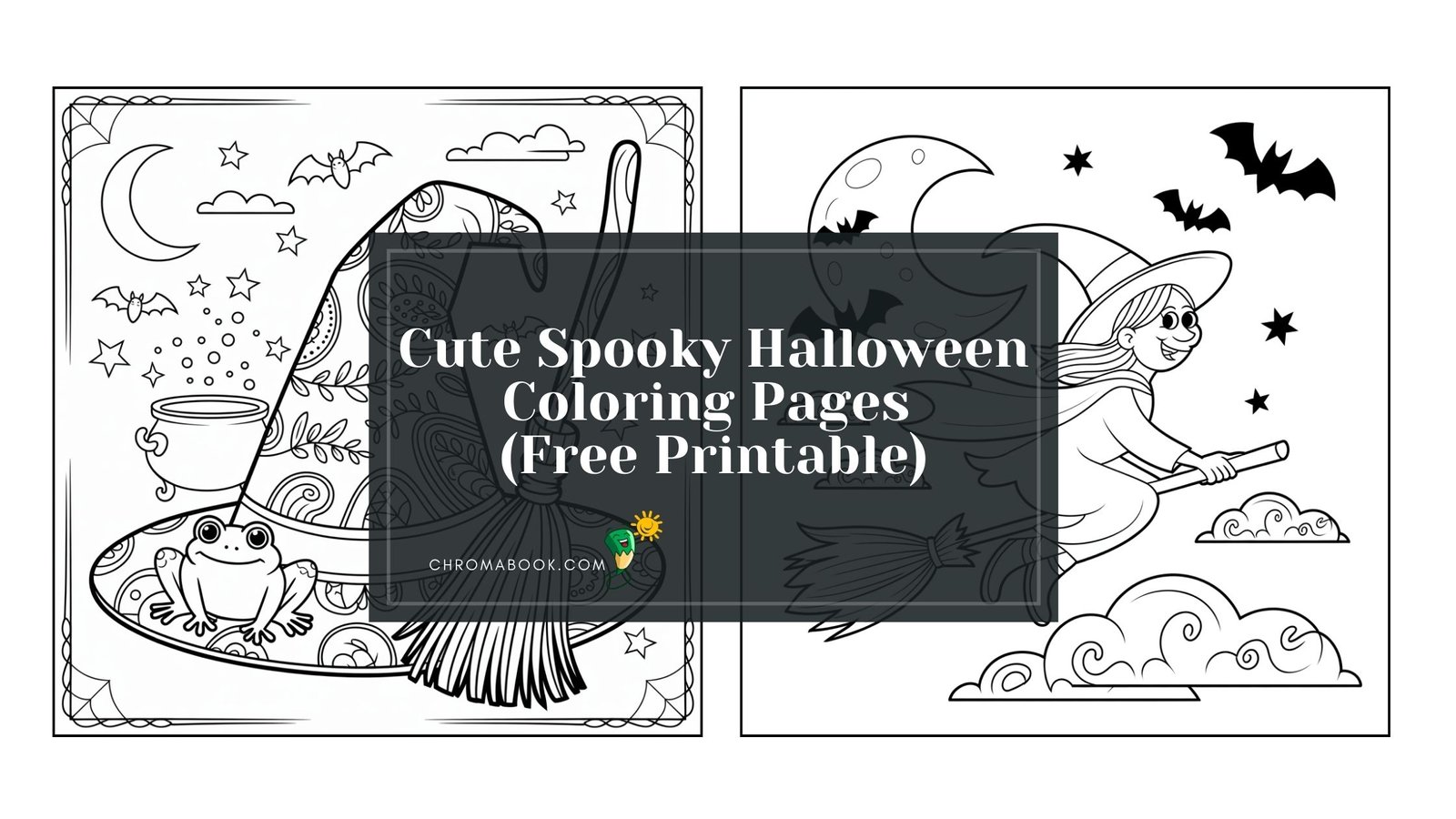 Cute spooky Halloween coloring page featuring friendly ghosts, smiling pumpkins, and playful bats, perfect for a free printable activity.
